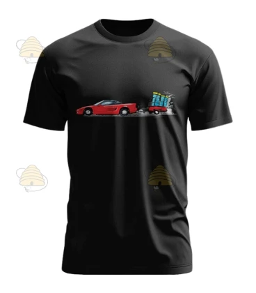 T-shirt Honda met bijenkasten zwart