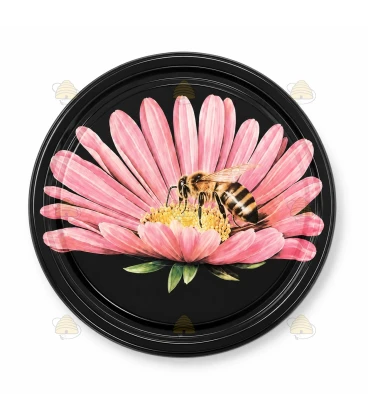 Biene auf rosa Margerite 63 mm TO Deckel - 1400 Stück pro Karton