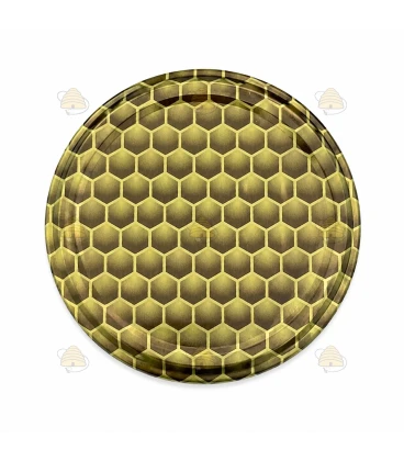Lebendiges Wabenmotiv goldfarbig 63 mm TO Deckel -  20 Stück