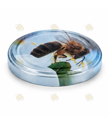 Biene auf Apfelblüte 63 mm TO Deckel - 60 Stück