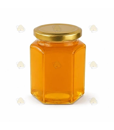Sechseckglas 278 ml / 350 g mit Deckel