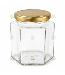 Sechseckglas 390 ml / 500 g mit Deckel