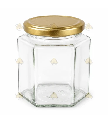 Sechseckglas 390 ml / 500 g mit Deckel