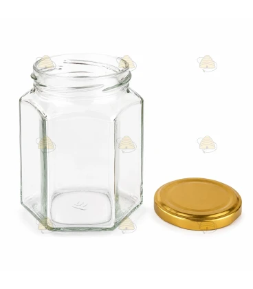 Sechseckglas 196 ml / 250 g mit Deckel