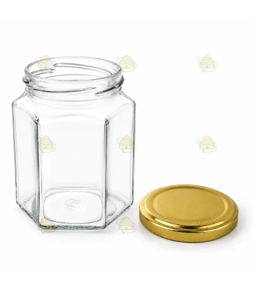 Sechseckglas 278 ml / 350 g mit Deckel