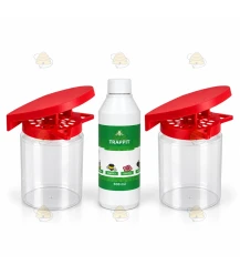 Gartenset Asiatische Hornisse: 2 Arbeiterinnenfallen mit Dächern und Trappit 500 ml