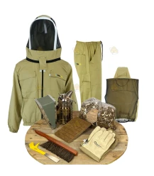 Starterspakket Deluxe bijenhouden - kaki jack/broek Engels