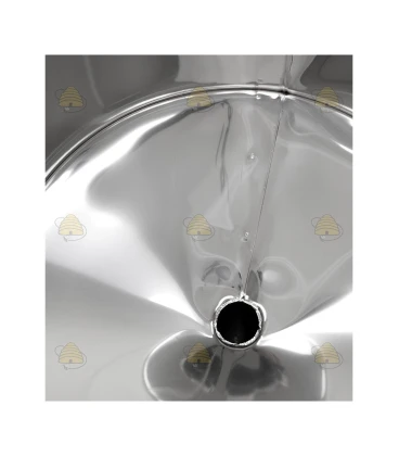 Rostfreier Edelstahl Abfüllkübel 100 Liter, beheizt, 230 Volt mit RVS 6/4" Hahn, konischem Boden - Premium