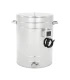 Rostfreier Edelstahl Abfüllkübel 100 Liter, beheizt, 230 Volt mit RVS 6/4" Hahn, konischem Boden - Premium