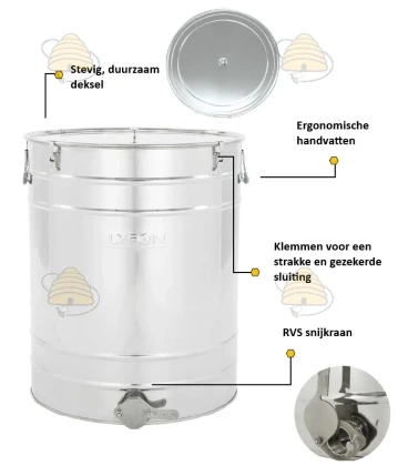 Aftapvat - rijper RVS 50 L / 70 KG